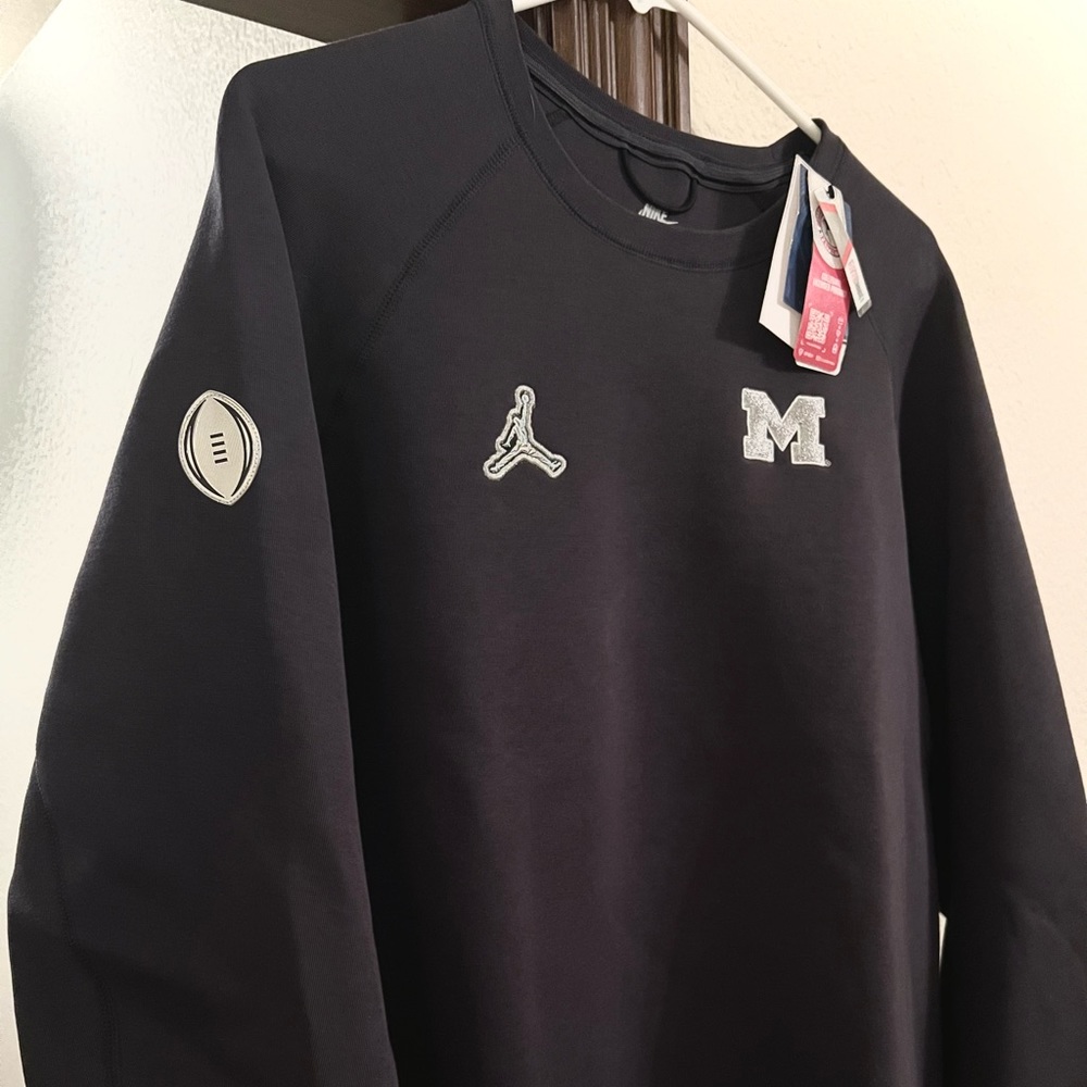 Michigan Wolverines Jordan Tech Media Night Fleece Crewneck CFB Playoff 2024 M